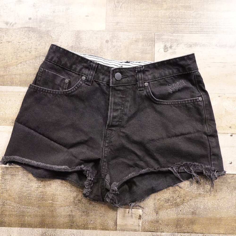 Roxy Denim Cutoff Shorts Women’s 27 Black High Rise Distressed 2”‎ Inseam